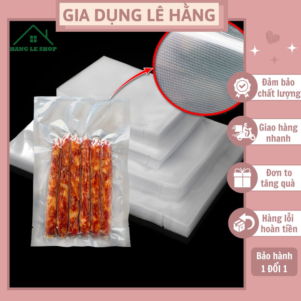 Túi Hút Chân Không 1 Mặt Nhám, Bộ 100 Túi Hút Chân Không Thực Phẩm An Toàn Một Mặt Nhám, Đầy Đủ Kích Thước