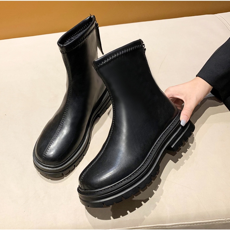 Chelsea boots nữ da xịn bốt cao cổ lửng nữ tăng chiều cao 4,5 cm bản cao cấp nhất 2022