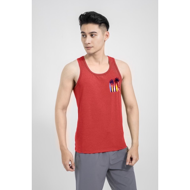 Áo ba lỗ KWIN nam tanktop tập gym 4 màu phối họa tiết biển trẻ trung thấm hút mồ hôi tốt KTT007S1