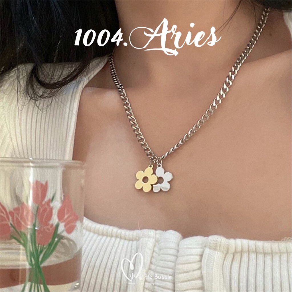 Combo dây chuyền + vòng tay nữ 2 mặt hoa đáng yêu - 1004.ARIES
