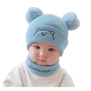 Set mũ len kèm khăn ống mặt cho bé