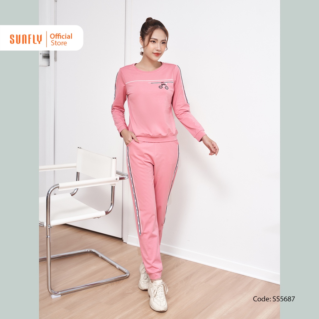 Bộ Đồ Thể Thao Cotton SUNFLY Áo Tay Dài Quần Dài SS5687