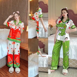 Pijama dưa hấu lụa xước ánh kim siêu đẹp