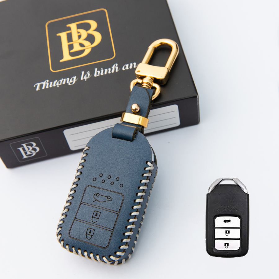 Bao da chìa khóa ô tô cao cấp bb honda city, crv chìa 3 nút bọc khóa xe hơi smartkey da thật chống xước bảo hành 2 năm