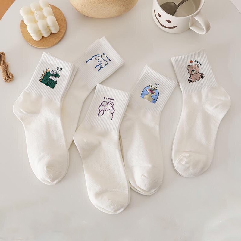 Set 5 Tất Nữ Vento Cổ Lửng Họa Tiết Dễ Thương Chất Liệu Cotton Cao Cấp Thoáng Khí