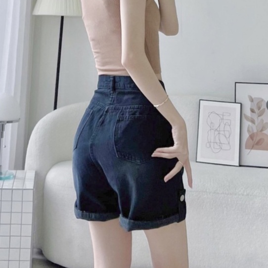 Quần jean nữ lưng cao, eo nhún thun lai bách nút xinh xắn có Bigsize tới 70kg