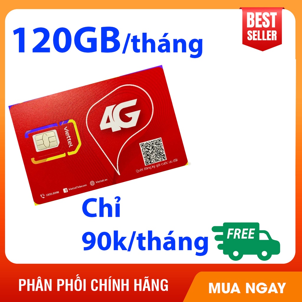 Sim 4G Viettel ST90N 120GB/tháng (4GB/NGÀY) chỉ với 90k/tháng