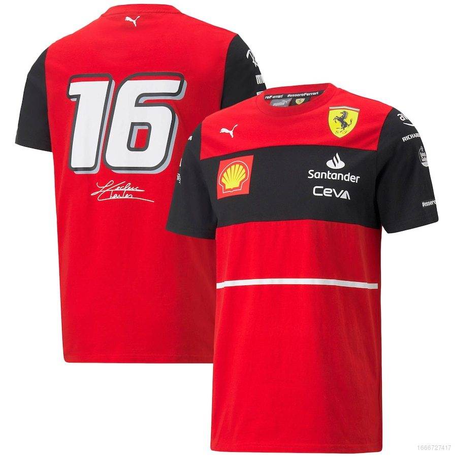 Áo Thun Tay Ngắn In Hình Xe Hơi Ferrari Team Charles Leclerc Thirt Thời Trang Unisex 2022 F1