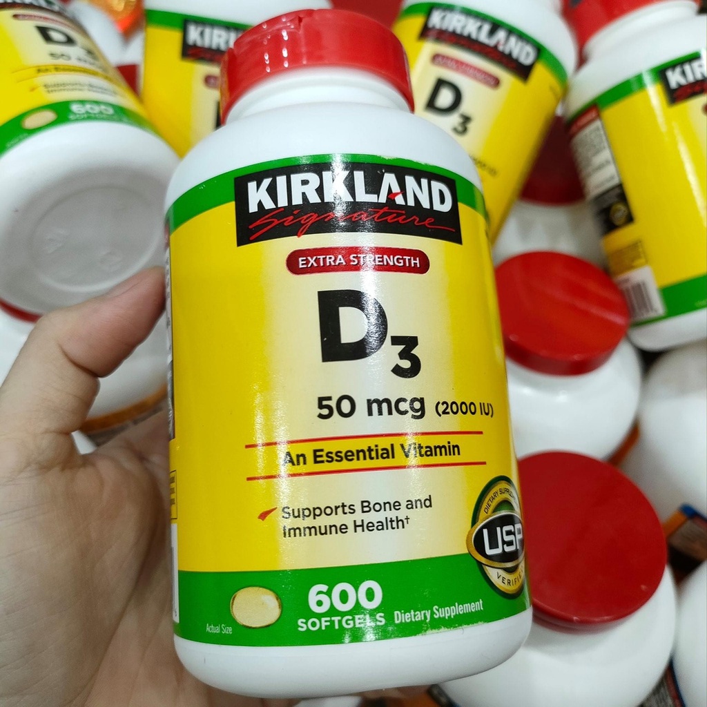 Viên Uống Vitamin D3 50mcg (2000IU) Kirkland chai 600 Viên