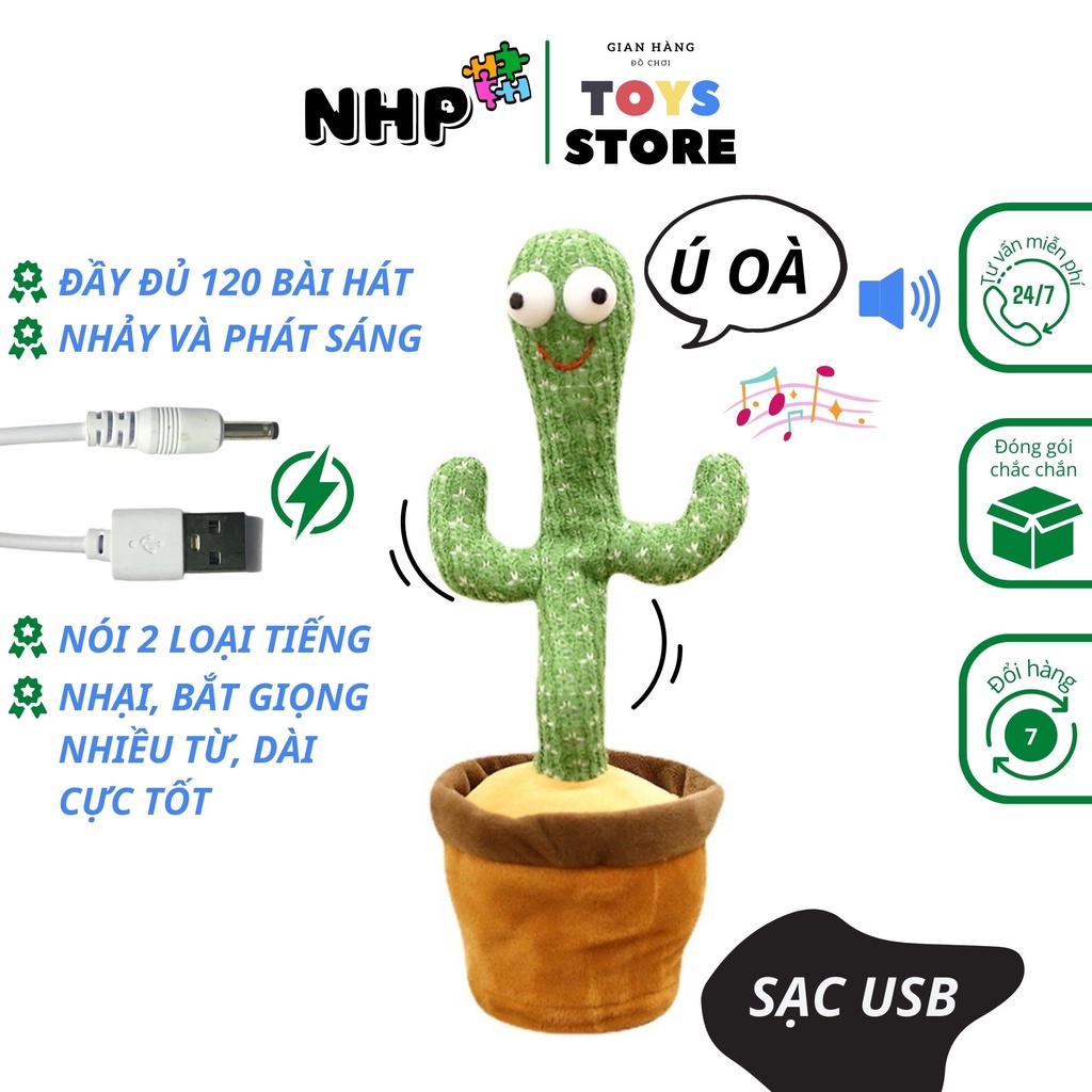 Cây xương rồng nhảy múa, xương rồng biết nói, nhại tiếng, nhại giọng phát 120 bài hát, đồ chơi cho bé có đèn NHP