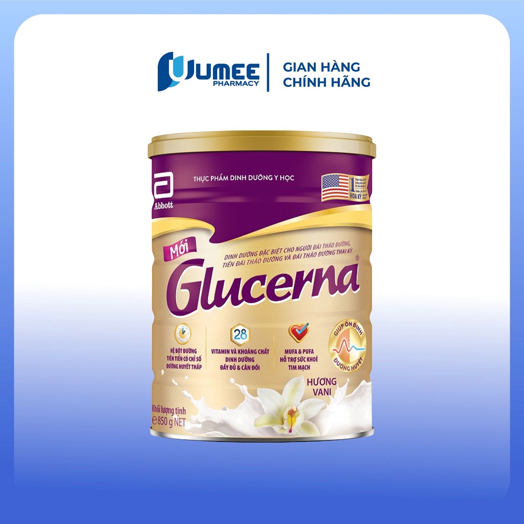Sữa bột Glucerna 850g hương vani dành cho người tiểu đường