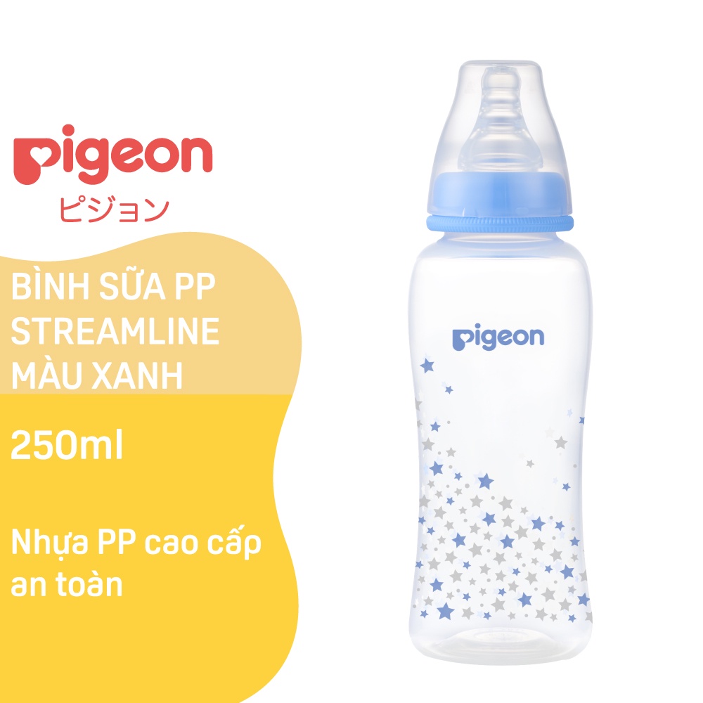 Bình Sữa PP Streamline Hình Ngôi Sao Hồng/Xanh Pigeon 250ml (M)