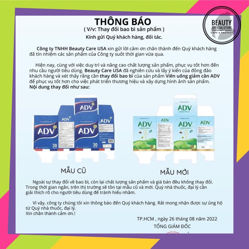 Giảm cân sinh học ADV SLimming Capsules - Hỗ trợ giảm béo tan mỡ an toàn hiệu quả