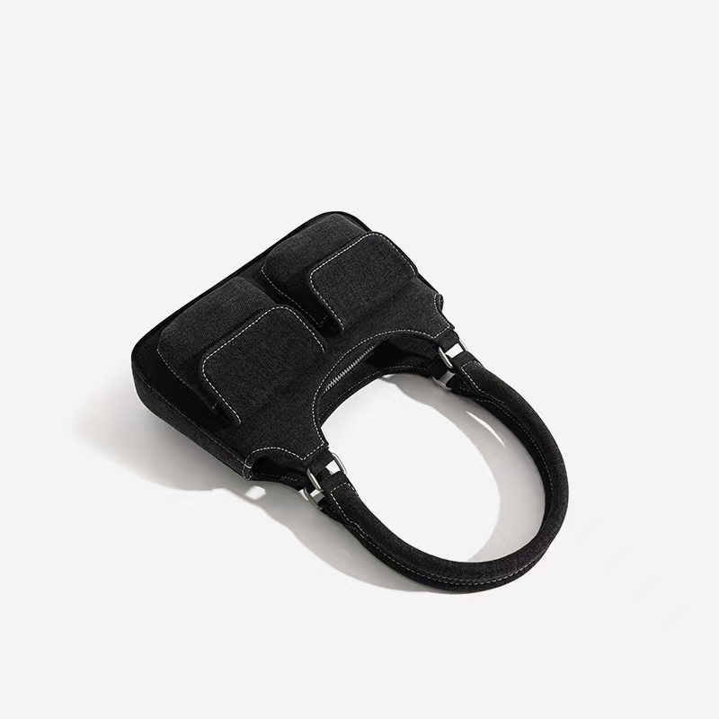 Túi Xách Đeo Vai Chất Liệu Denim Màu Xanh Phong Cách Vintage Hàn Quốc