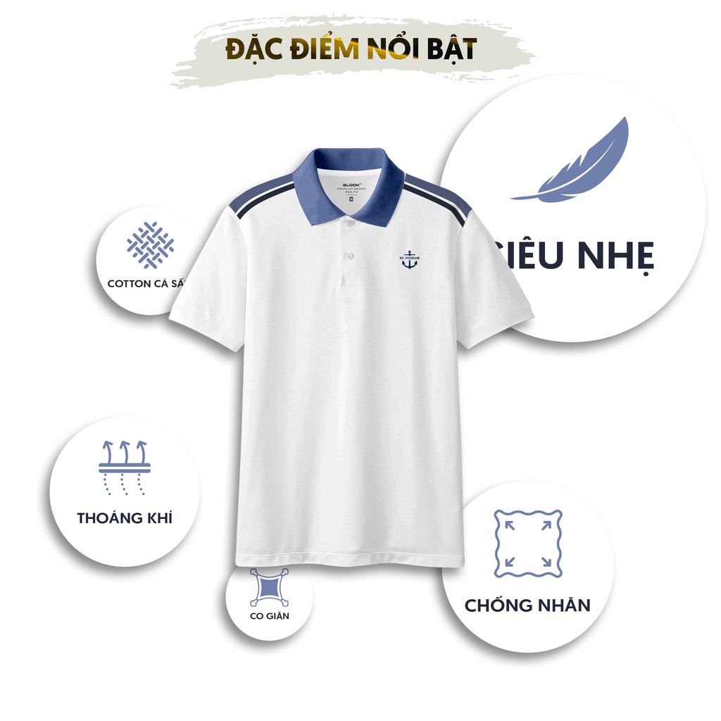 Áo polo nam slimfit BLOOK Vải thun cá sấu 3 màu cơ bản 35619