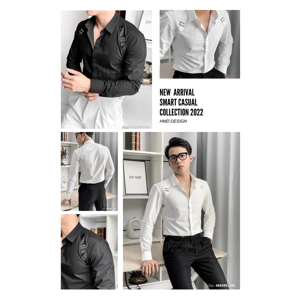 [Duy Shop+ Free SHIP] Sơ mi ĐEN + Trắng Đai NGỰC MCQ