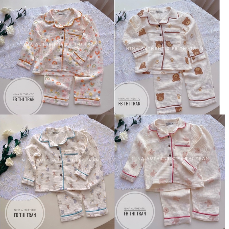 Bộ pijama hoạ tiết cho bé gái bé trai 8-23kg