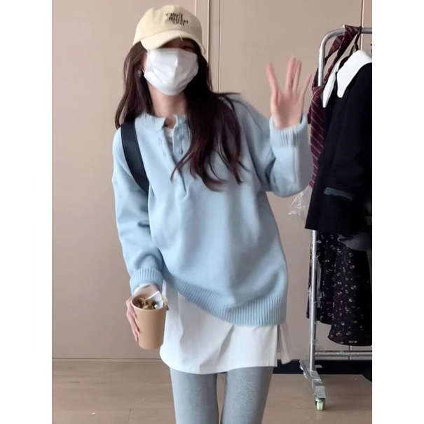 [ Thanh lý ] Áo len xanh babi QC