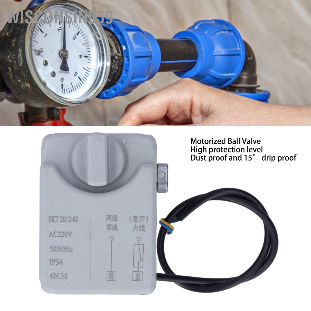 [Hàng Sẵn] Van bi có động cơ Điện 2 chiều thường mở bằng tay tự DN15 AC220V 【Wisconsin059】