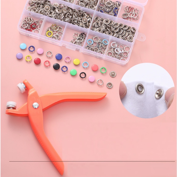 Bộ Kìm Bâm Cúc Quần Áo . Kìm Bấm Khuy Kèm 100 Cúc Tiện Lợi