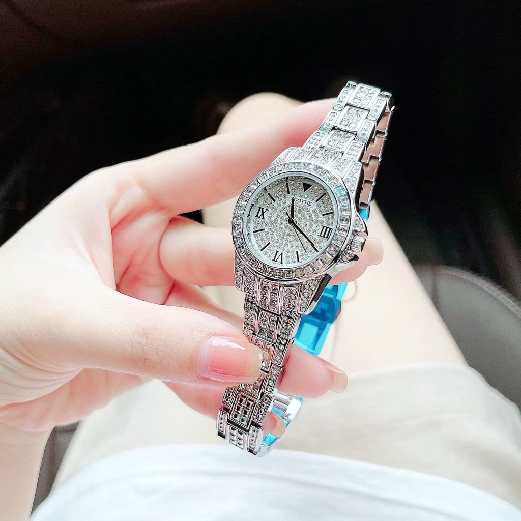 Đồng Hồ Nữ, đồng hồ Scotte,dây kim loại đính đá cao cấp, chống nước , thời trang , bảo hành 12 tháng