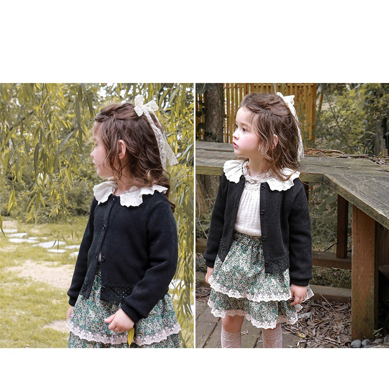 Áo len cardigan cổ tròn cho bé gái AST003