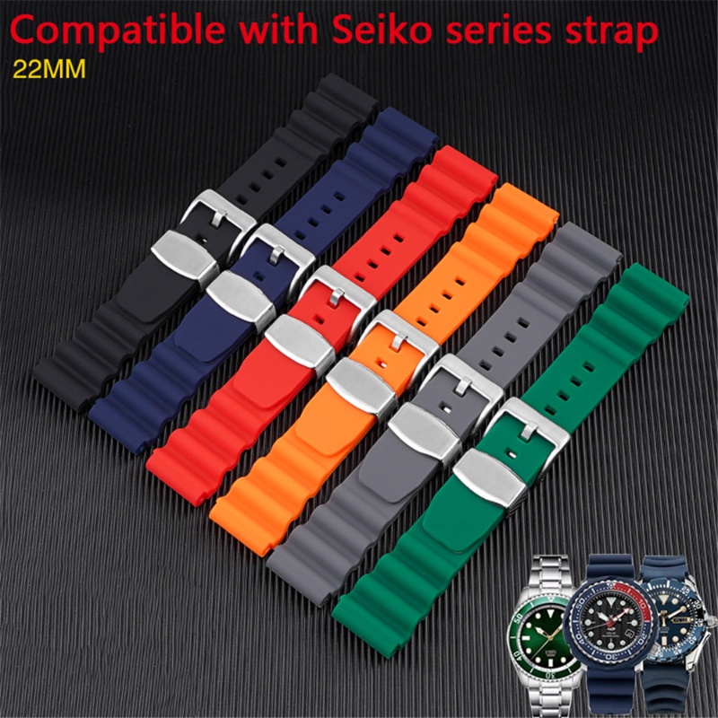 Dây Đeo Đồng Hồ Thể Thao Bằng Cao Su Silicone Và Inox Chống Nước 22mm Cho Seiko