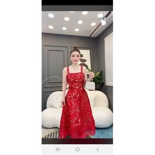 Đầm dây chất ren hai lớp
