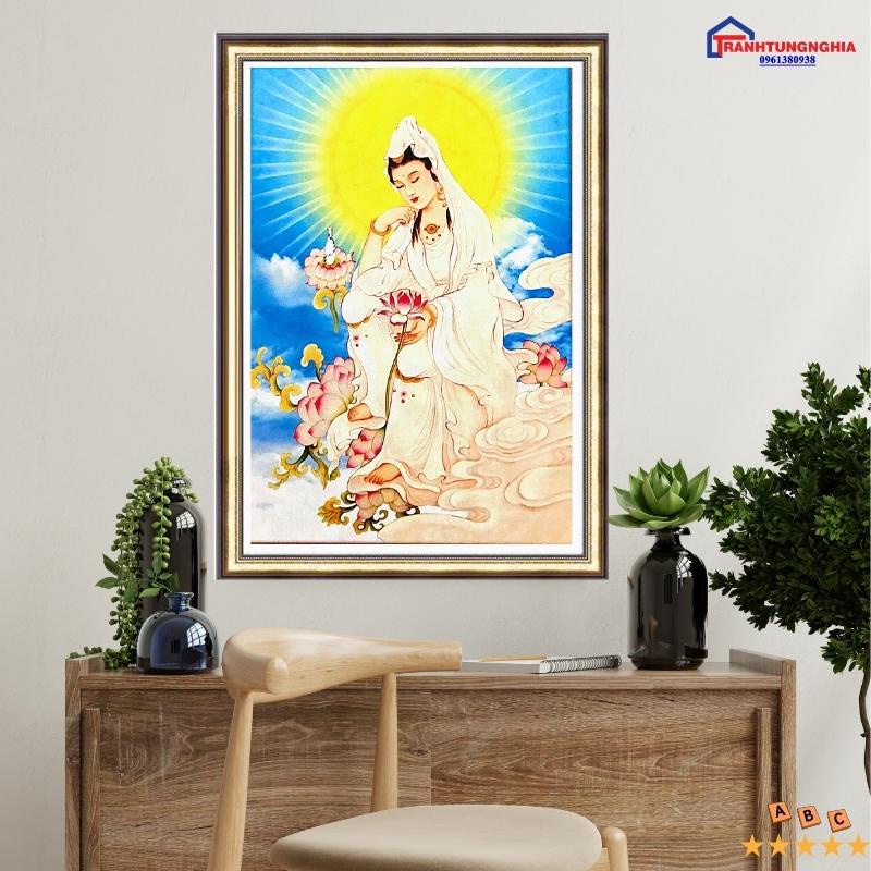 Tranh thêu chữ thập quan thế âm bồ tát 54cm x 74cm