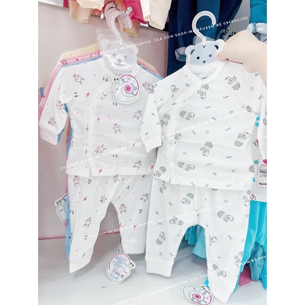 Bộ sơ sinh cotton cài chéo chính hãng Dokma