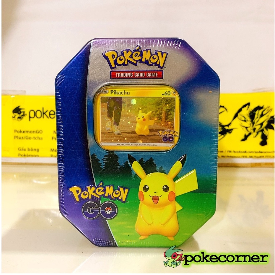 Hộp thiếc bài Pokemon TCG Pokemon GO Gift Tin Pikachu / Snorlax/ Blissey chính hãng mới 100% 4 pack 2 promo - PokeCorner