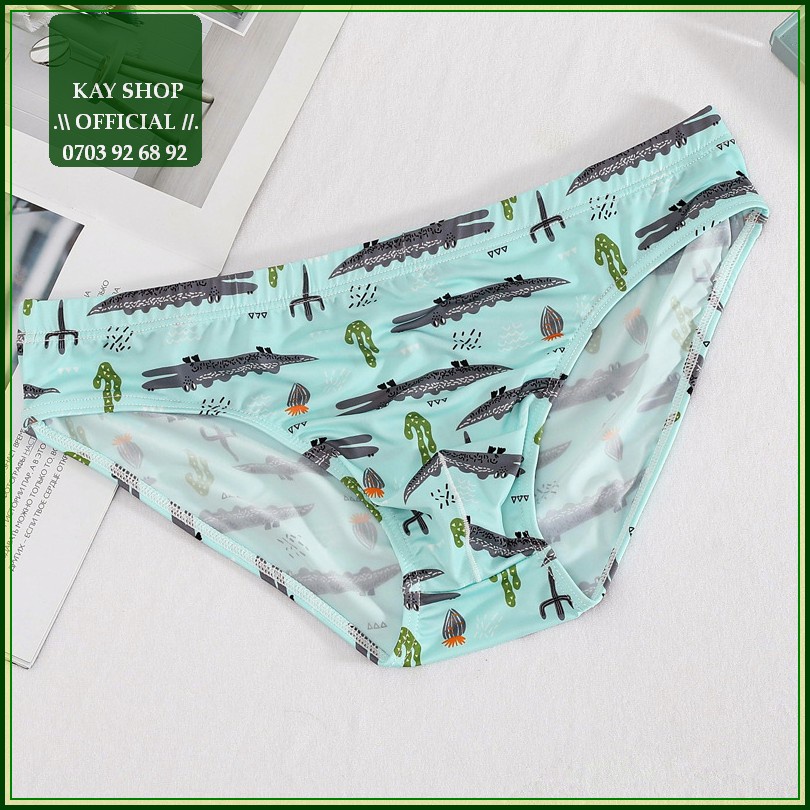 Quần lót nam tam giác thun lạnh họa tiết hoạt hình trẻ trung - Quần sịp nam ôm mông căng tròn đẹp mặc mát mẻ