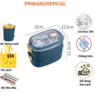 Hộp Cơm Lúa Mạch 2 Tầng Hàn Quốc - Cặp Lồng Cơm Giữ Nhiệt Văn Phòng