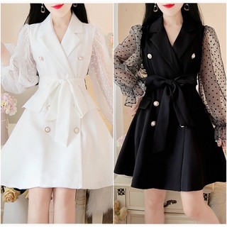 MS28 - Đầm vest công sở tay phối lưới sang chảnh