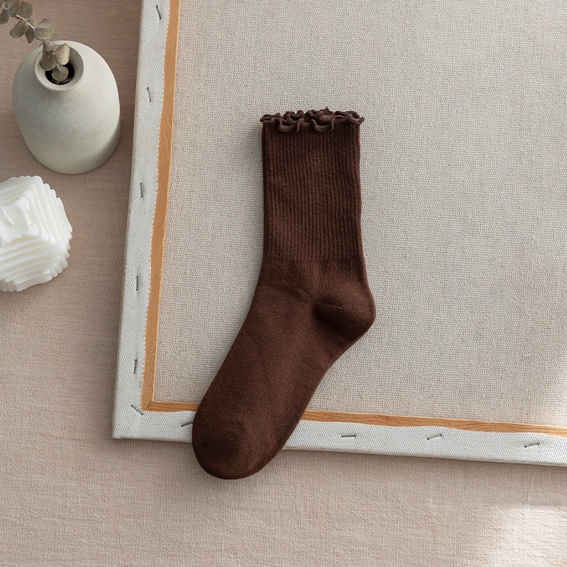 Vớ FHYL cổ cao vừa viền ren thời trang thu đông xinh xắn dành cho nữ