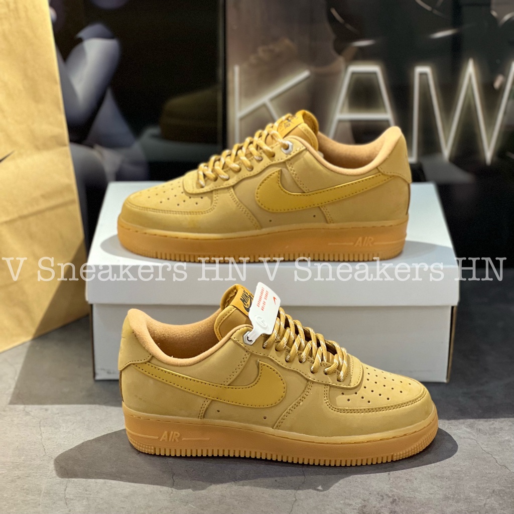 Giày AF1 Màu Vàng Da Bò Giày Air_Force 1 Low Flax Wheat Giày Thể Thao Af1 Vàng Bò