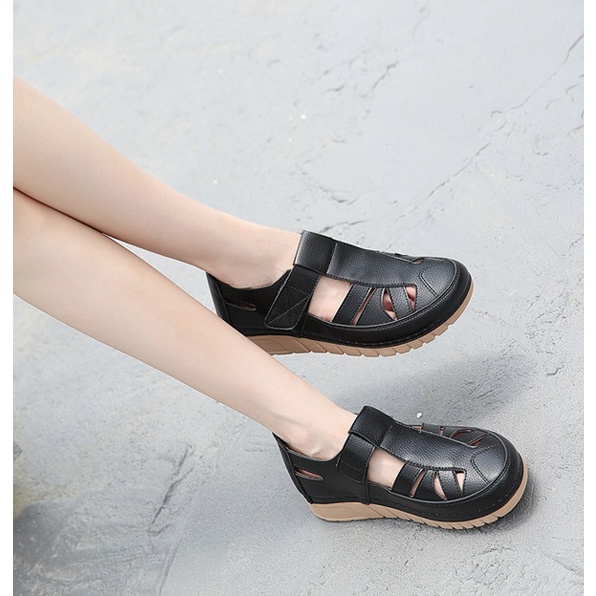 Giày  nữ Siketu dáng rọ, đế 4cm, siêu nhẹ, da mềm