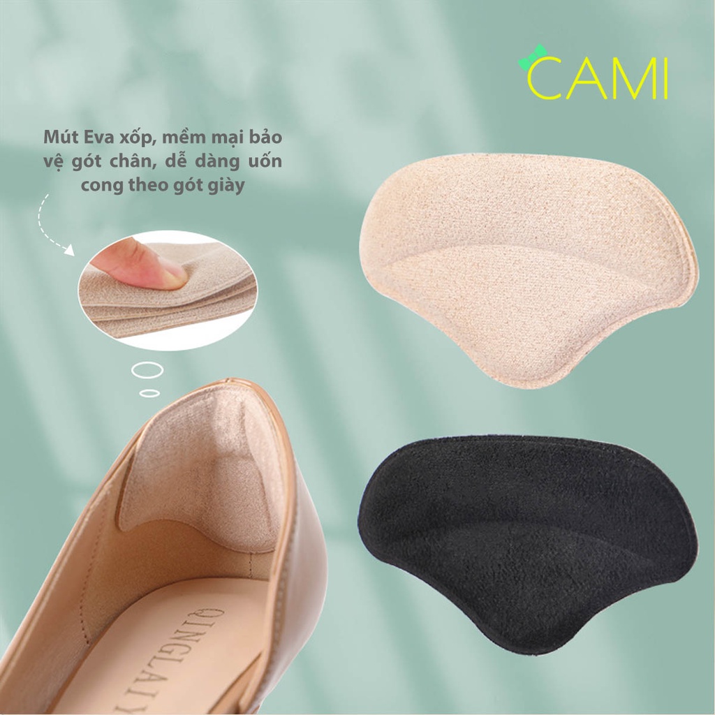 Lót giày cao cấp mặt nhung có keo dán cố định giúp giảm size, chống trầy gót chân khi mang giày - Cami - CMPK279