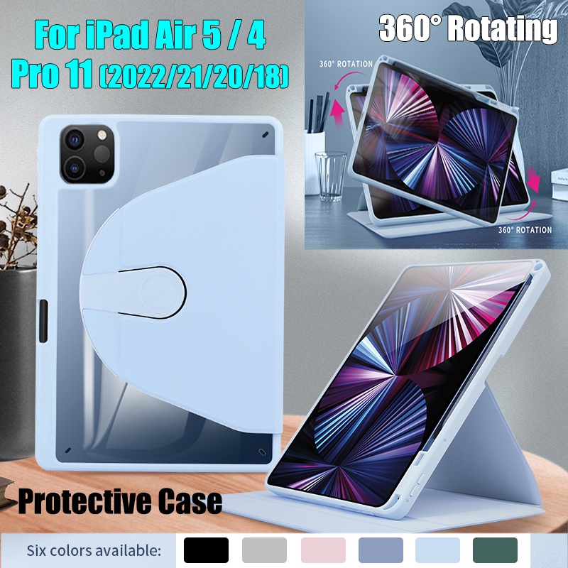 Bao Da Máy Tính Bảng Bảo Vệ 360 Độ Thời Trang Cho iPad Pro 11 2022 2021 2020 2018 iPad Air 5 2022 Air 4 2020 Ốp Điện Thoại Acrylic Nắp Lật Có Thể Xoay Làm Giá Đỡ Cho Ipad