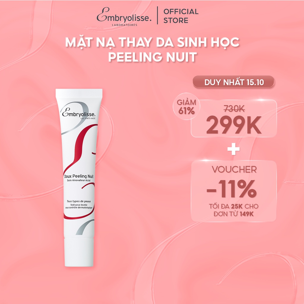 Mặt Nạ Dưỡng Da Sinh Học Ban Đêm Embryolisse Doux Peeling Nuit 40ml