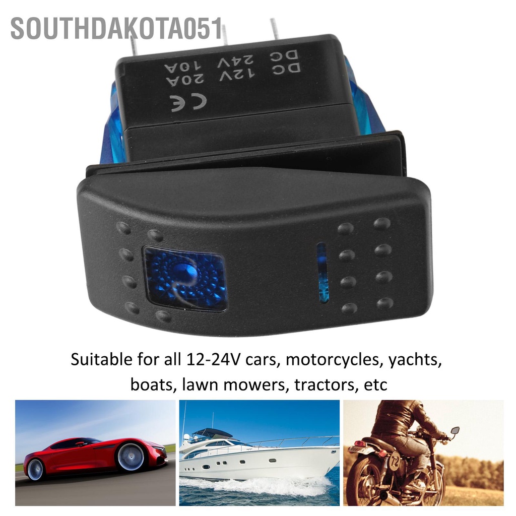 Công Tắc Bật / Tắt Đèn LED 5Pin Chống Nước Màu Xanh Dương Cho Tàu Thuyền SUV / Xe Tải 12 24V