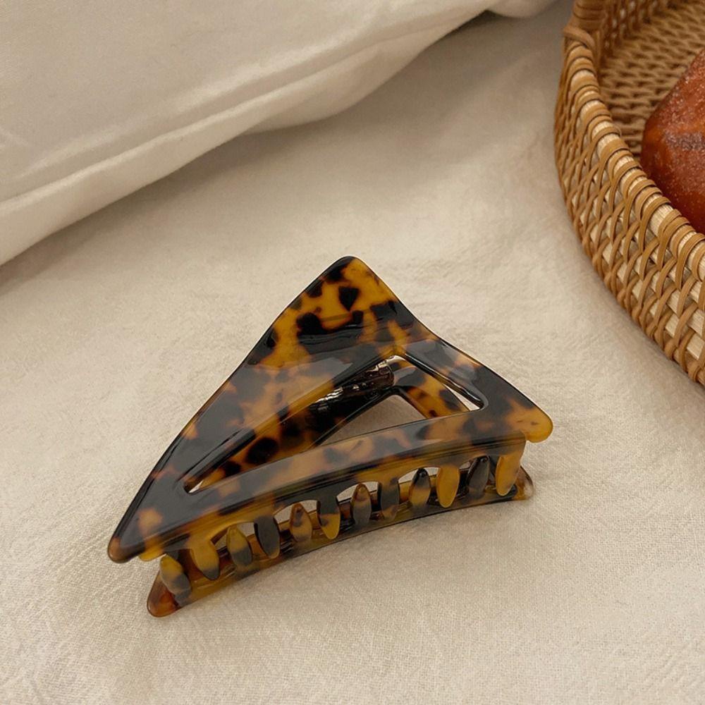 Kẹp Tóc Tam Giác Rỗng Họa Tiết Da Báo Axit Acetic WMES15H Dễ Thương Thời Trang Phong Cách Hàn Quốc Cho Nữ