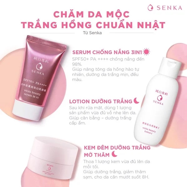 Chống Nắng CC Serum Dưỡng Trắng Nâng Tông Senka 40g White Beauty Serum In CC Cocolux