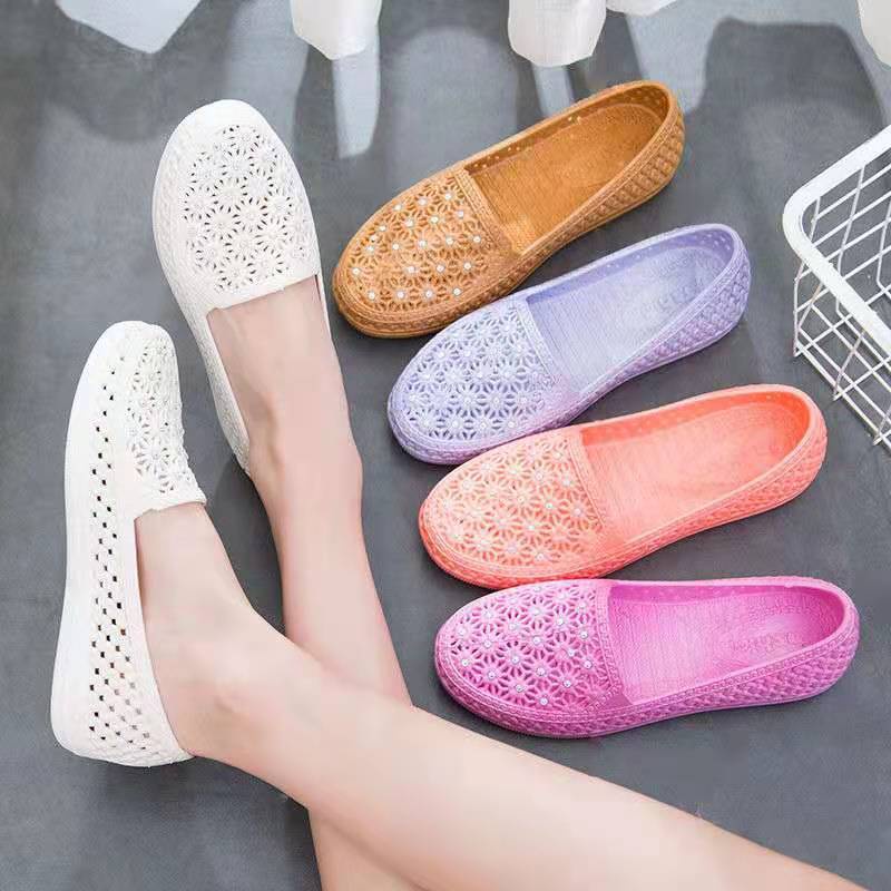 Giày lười nữ HT Sports đi mưa đi biển cực bền chất liệu cao su non siêu êm chân, thoáng khí