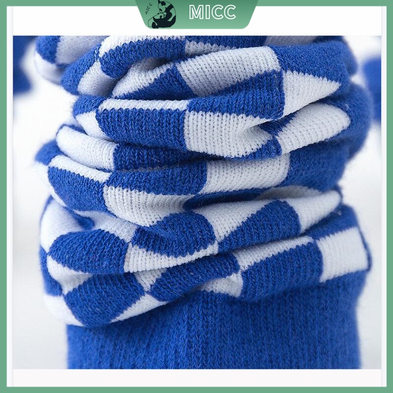 Bộ 5 Đôi Vớ Cotton Thoải Mái Họa Tiết Kẻ Sọc Màu Xanh Dương Dễ Thương Cho Bé Trai 1-12 Tuổi