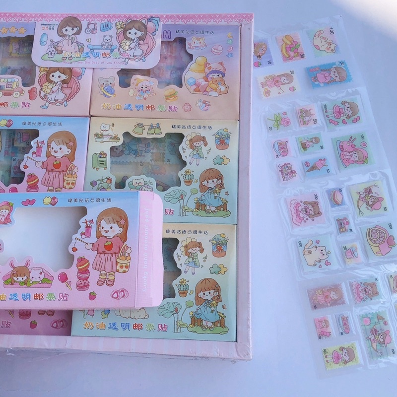sỉ khay 36 hộp sticker đáng yêu bằng nhựa