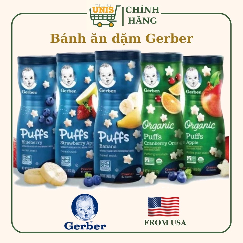 Bánh Đồ Ăn Dặm Hình Sao GERBER Cao Cho Bé từ 8 Tháng (Nắp trắng)