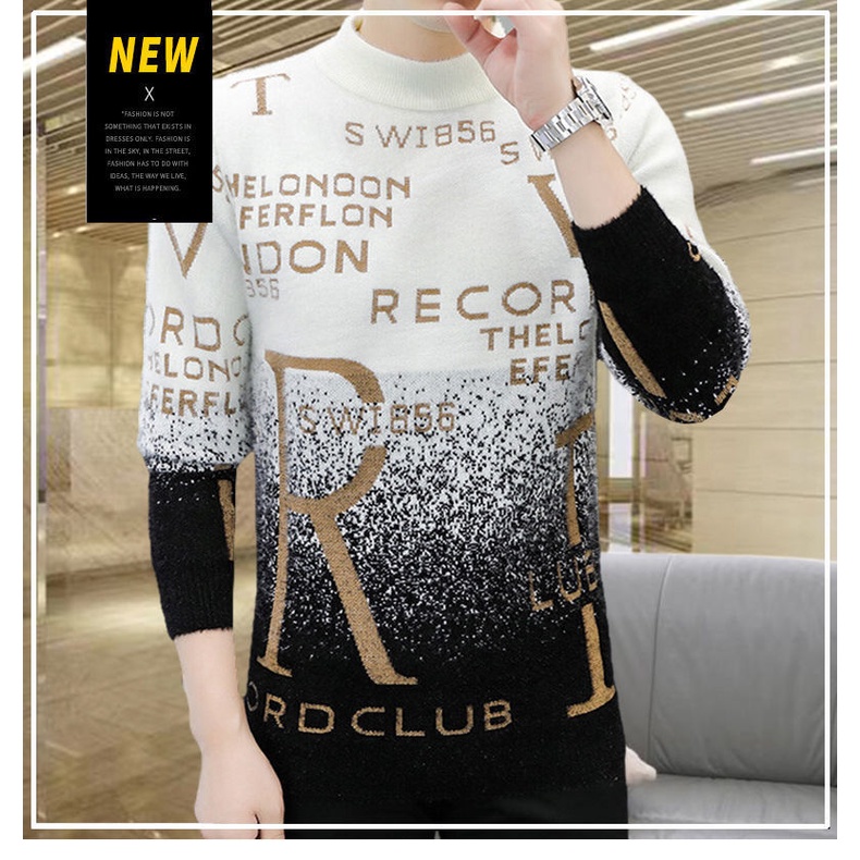 Áo Sweater Lông Chồn Cổ Lọ Dày Dặn Phong Cách Thời Trang Thu Đông Hàn Quốc Cho Nam Giới