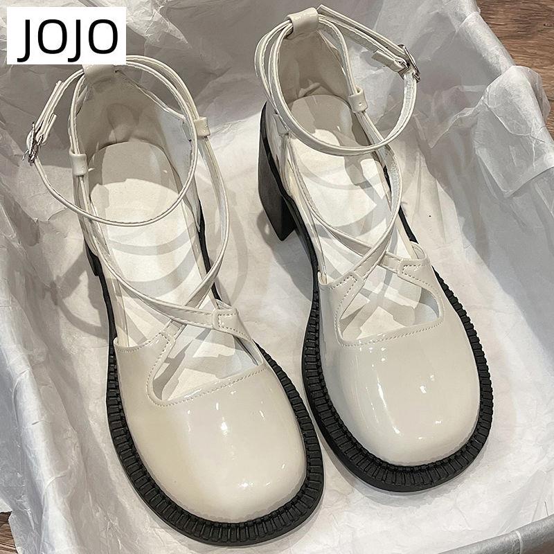 Giày Sandal Da Đế Dày Phong Cách Retro Cho Nữ