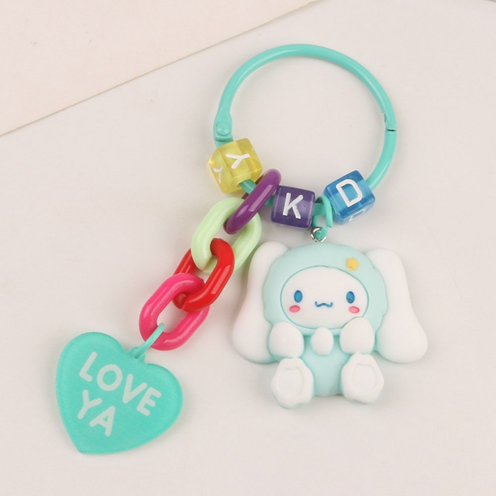 Cod Qipin Cute Cartoon Doll Car Key Chain Pendant Big Ears Rabbit Acrylic Heart Wireless Headset Case Bag Accessories Gifts